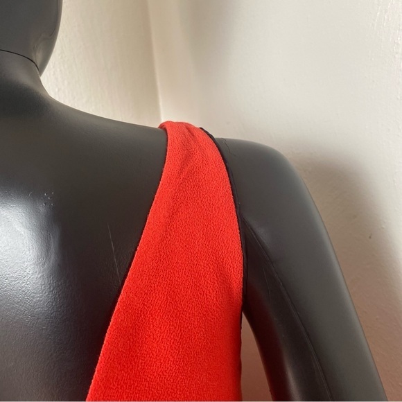 Sandro V-Neck Shift Bow Accent Redish Orange.Short (Mini) Length Dress. Sz 1 - Picture 7 of 15